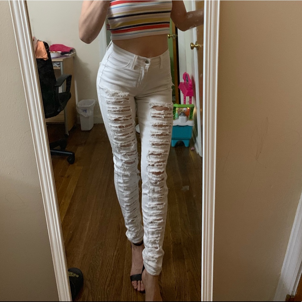Fashion nova, highwaisted distressed pants